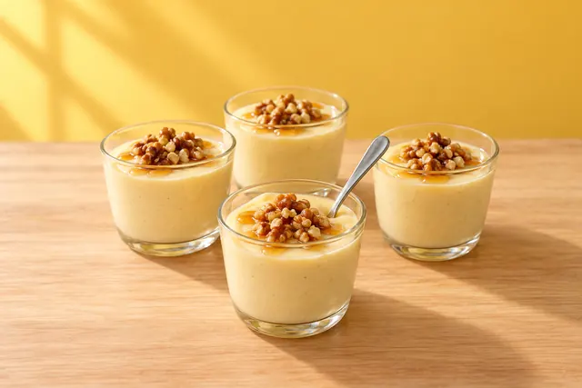 Pudín de miel de maple y nuez en vasitos