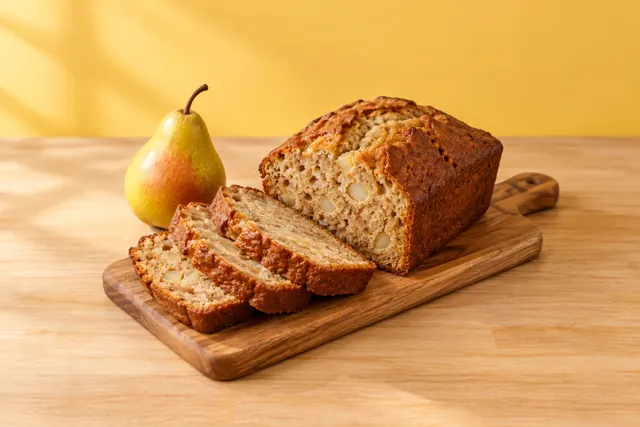 Pastel de pera y jengibre, rebanado